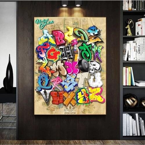 Abstract Graffiti Digital Line Mural Poster Family Interior Room Childrens Room Bedroom Wall Decoration Canvas Art (no Frame)