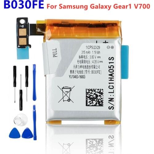 B030FE Original Battery Gear 1 SM-V700 For Samsung Galaxy Gear1 V700 SMV700 Authentic Watch Battery B030FE 315mAh + Tools