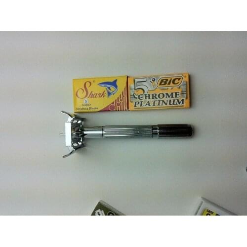 Safety Chrome Coated Razor With 10 Double Edge Blades Bic & Astra, butterfly FREE SHİPPİNG