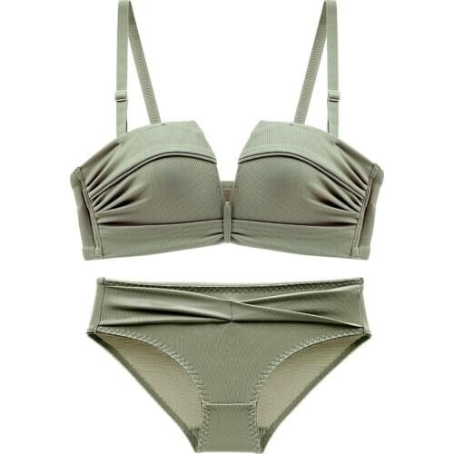 No Steel Ring Underwear Womens Adjustable Comfortable Anti-droop Breasts Gather Girls' Bra Sexy Bra Set Thick