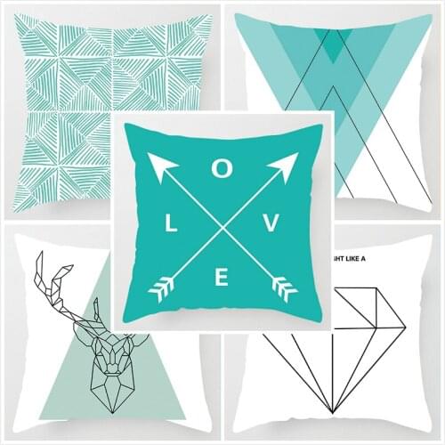 Nordic Scandinavian cushion cover Geometric Deer diamond decoration throw pillow covers Square blue decor nordic pillow case