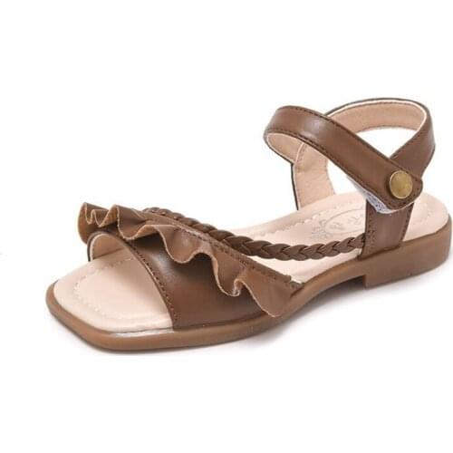 COZULMA Children Summer Shoes Girls 2-12 Years Toddler Girls Sandals Princess Soft Leather Weaving Dress School Shoes 26-36