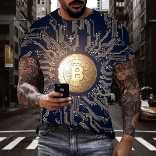 3d Tshirt Bitcoin T shirt Men Abstract T-shirts 3d Retro Tshirt Printed Harajuku Funny T shirts Short Sleeve summer Cool Slim