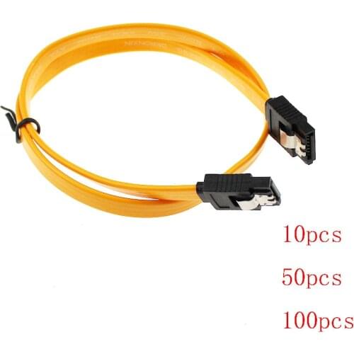 10pcs 50pcs 100pcs 40cm Serial SATA 3 RAID Data HDD Hard Drive Disk Signal Cables Yellow Straight High Speed SATA 2 Data Cable