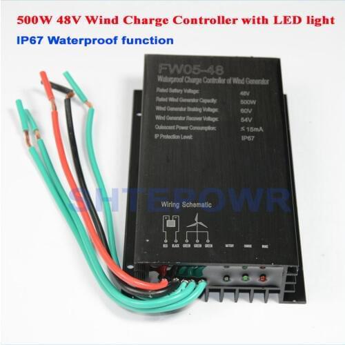 48V wind charger wind turbine generator controller with LED light 500W 500watts windmill power