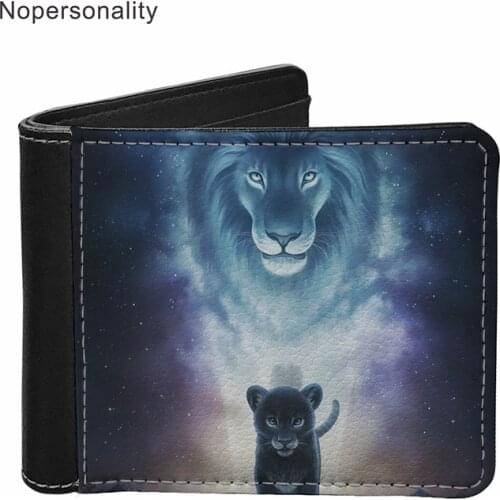 Nopersonality Men Leather Casual Wallets Classic Lion 3D Printting Man Short Purse Credit Card Holder Wallets Coin/Photo Purse
