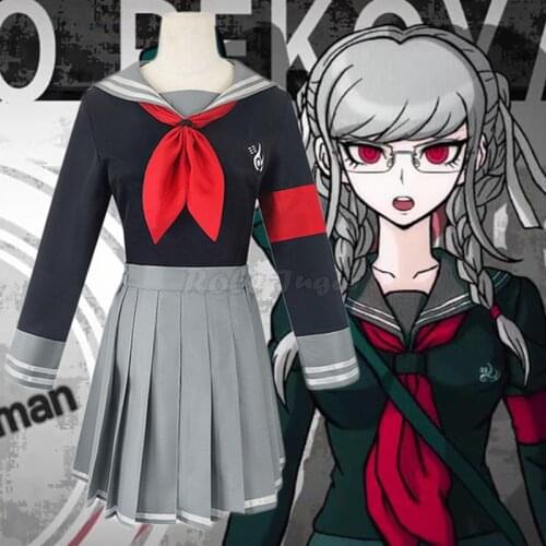 Anime Peko Pekoyama Cosplay Costume Danganronpa Peko Cosplay Wig Schoolgirl Sailor Uniform Women Halloween Paty Costumes C78M111
