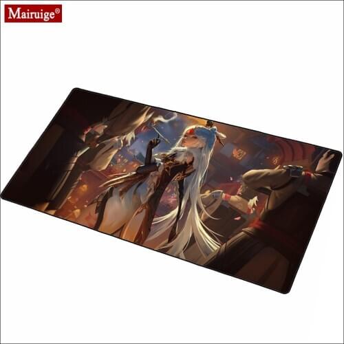 Fantasy Girl with Long Hair LED Mousepad RGB Glow Anime XXL Large Black Mouse Pad 90x40/80x30cm Desk Pad DIY Custom Mause Carpet