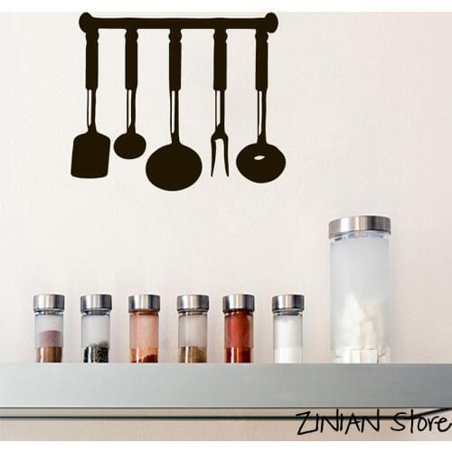 Creative Kitchenware Wall Sticker For Kitchen Removable Vinyl Wall Decal Cooking Utensils Wall Decor Home Decor Wall Art H319