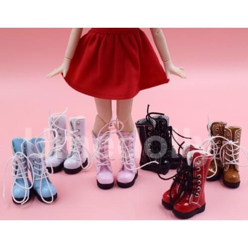 1 Pair PU Leather Fashion Mid-calf Martin Boots Doll Shoes for Blyth, Pullip, Barbies, Azone 1/6 Doll Accessories