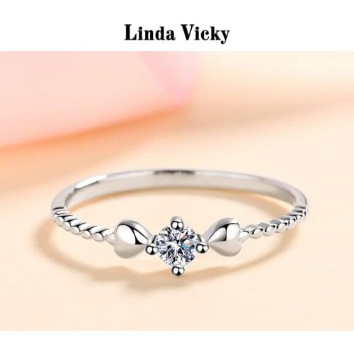 LINDA VICKY Girl Fine 925 Sterling Silver Rings High quality Women Jewelry Perfect Cut VVS Moissanite Romantic Engagement Ring