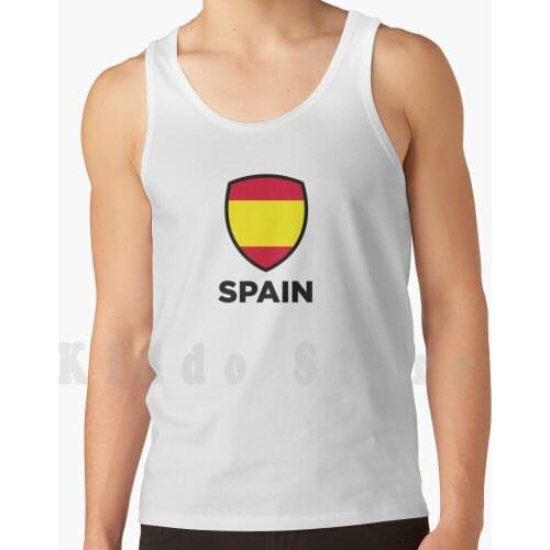 National Flag Of Spain tank tops vest 100% Cotton Flag Mallorca Spain Bullfight Vacations Flamenco Football