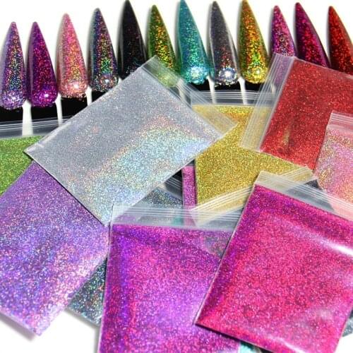 5g Silver Gradient Shiny Nail Glitter Powder Laser Glitter Sparkly Nail Art Chrome Pigment Dust DIY Nail Art Decorations 0.1mm