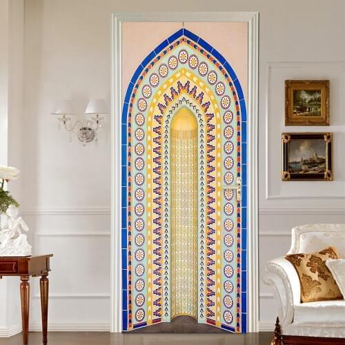 Muslim Allahs Gate Door Sticker Home Decoration Wall Stickers Living Room Bedroom Porch Art Mural Peel & Stick PVC Wall Decals