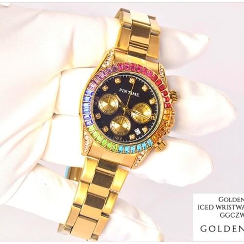 2020 Watch Men Fashion Business Rhinestone Male Clock Men Quartz Gold Watches Top Brand Luxury Waterproof Date Wrist Watch