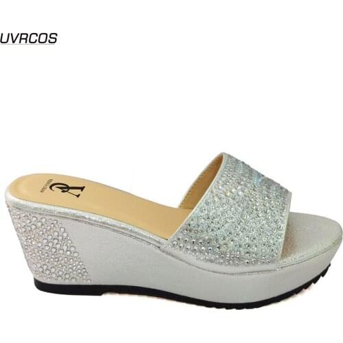 Latest Italian Summer Women Shoes with Rhinestone Designer Shoes Women Luxury 2021 Slip on Shoes for Women Nigerian Style Shoes
