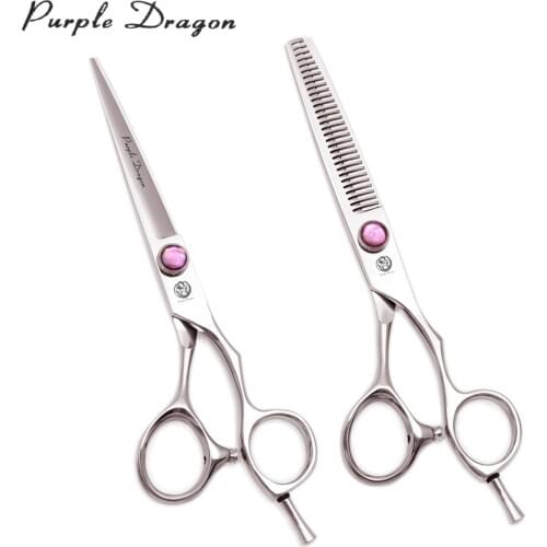 Hair Scissors High Quality 5" 5.5" 6" Purple Dragon JP Stainless 9014# Cutting Scissors Professional Thinning Shears Finger Rest