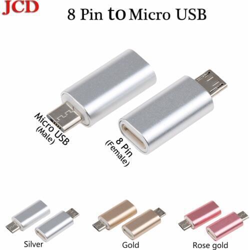 JCD Micro USB Male to 8 Pin Female USB Cable Converter Charging Connector Small Adapter for lightning Cable for Android phone