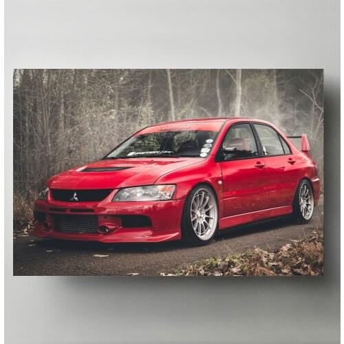 Supercar Posters Lancer Evo Red Car Classic Sportscar Wall Picture Canvas Printed Art For Living Room Decor