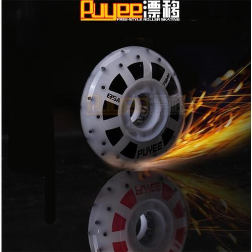 8 Pcs/lot 85A Fire Stone LED Flash Inline Skates Firestone Wheel with Magnetic Core, Red and White Light 72mm 76mm 80mm Roller