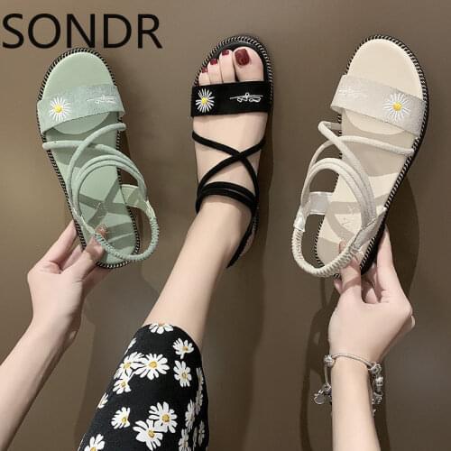 2021 New sandals female summer wear Korean students net red casual flat bottom casual fashion beach roman shoes