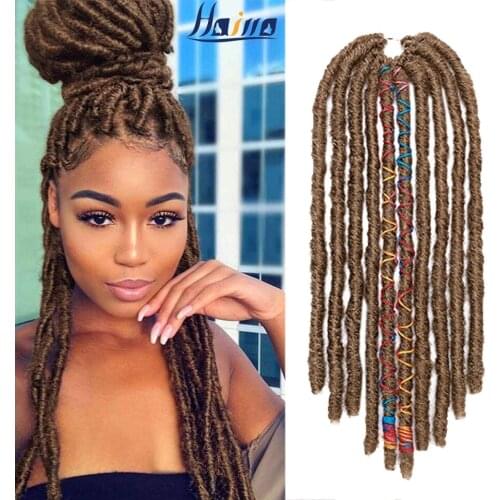 HAIRRO 18 Inches Synthetic Faux Locs Crochet Braids Hair Dreadlocks Knotless Hook Dreads Ombre Color Braiding Hair Extensions