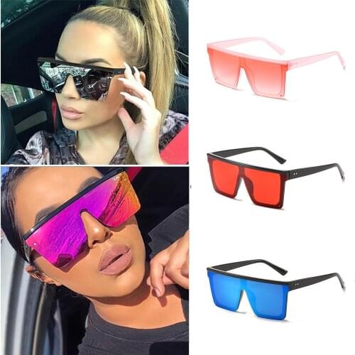 New Classic Vintage Square Sunglasses Woman Siamese Oversized Sunglasses Woman/Men Sunglasses Flat Top Shade Mirror UV400