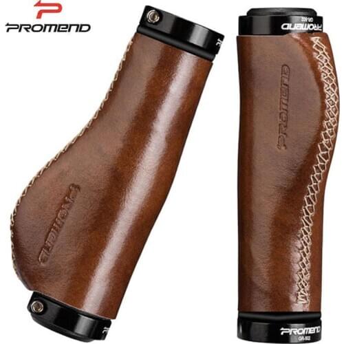 PROMEND Universal Bicycle Handlebar Grips Alluminium Alloy+Leather Mountain Bike Grips Comfortable Cycling Handlebar Grips