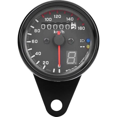 Universal Motorcycle Dual Odometer Speedometer Gauges Gear Digital Display with LED Indicator Motorbike Speedometer