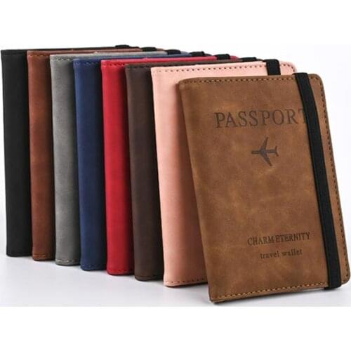 Women Men RFID Vintage Business Passport Covers Holder Multi-Function ID Bank Card PU Leather Wallet Case Travel Accessories