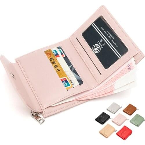 Womens Fashion Small Luxury Leather Bifold Wallet Credit Card Holder Girls Zipper Coin Purse Bag Ladies Plaid Argyle Handbags