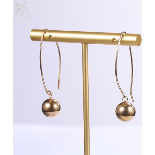 ZS 1 Pair 3 Colors Drop Line Long Earring For Women Girls Ball Pendant Stainless Steel Eardrop Korean Statement Earrings Jewelry