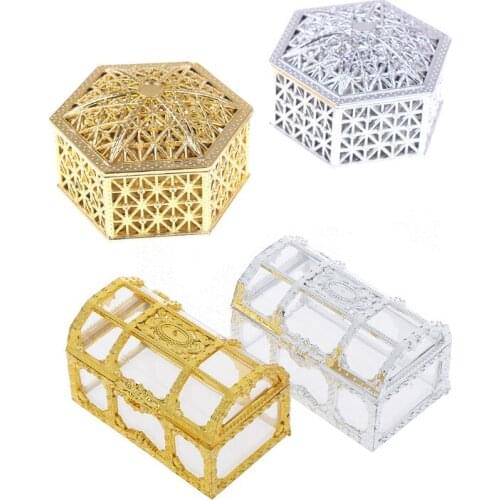 1PC Hollow Gold Foil Cake Candy Box Wedding Favor Marriage Baby Shower Gift Box Packaging Party Event Supplies