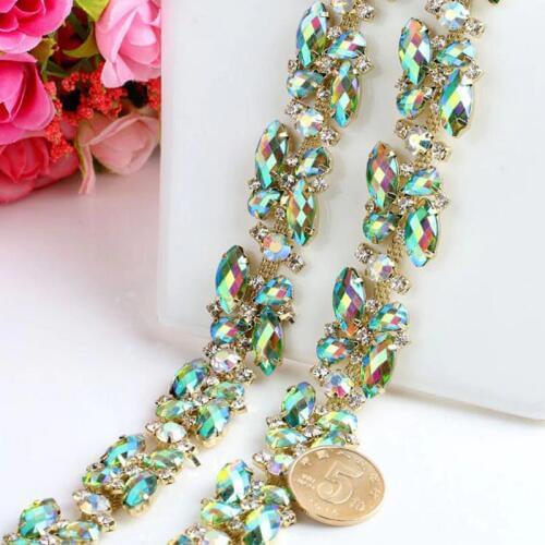 1Yard Diamante Trimming Crystal Strass Chain DIY Decorative Rhinestone Trims Sew On Craft Sewing Rhinestones Appliques