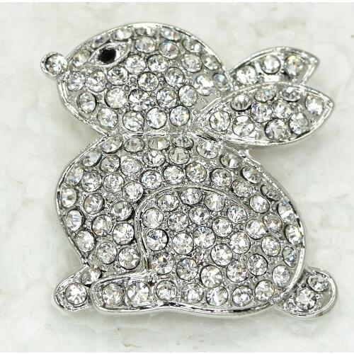 12pcs/lot Wholesale Fashion Brooch Rhinestone Bunny Rabbit Pin brooches Jewelry Gift C101745
