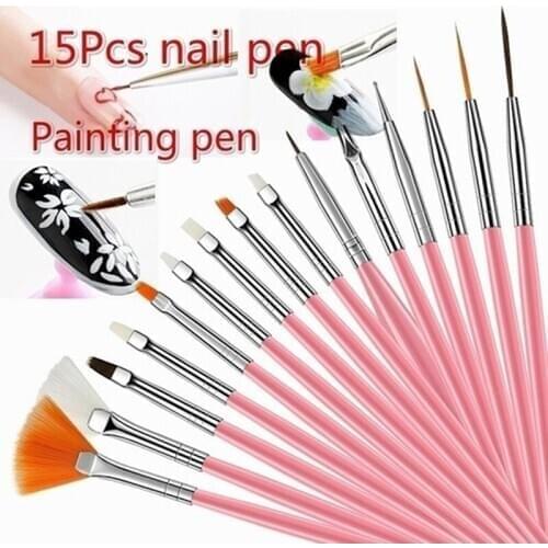 15Pcs/Set Nail Art Painting Pen Polish Gel Painting Drawing Nail Brush DIY Tool