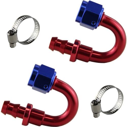 180 Degree AN 6 Push On Lock Socketless Oil Fuel Line Hose End Fitting Adapter