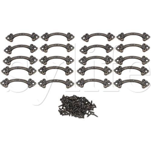 20 pcs Zinc Alloy Drawers Carved Pull Handle European Style Green Bronze