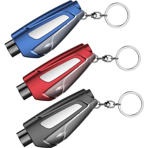2021 New Car Safety Hammer Spring Type Escape Hammer Window Breaker Punch Seat Belt Cutter Hammer Key Chain Auto Accessories