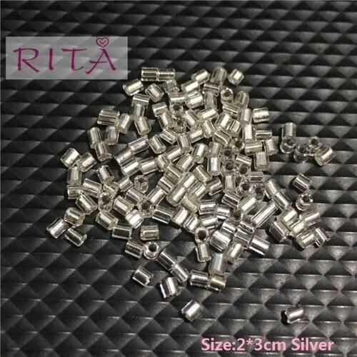 2x3mm 50g/3600pcs Silver Glass Loose Brilliant Seed Spacer Tube Beads For jewelry making DIY Garment Accessory