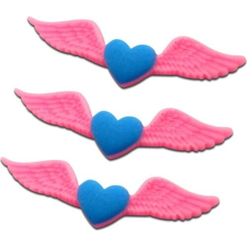 30Pcs Pink Blue Love Wings Resin Heart Decoration Crafts Beads Flatback Cabochon Scrapbook DIY Embellishments Accessories