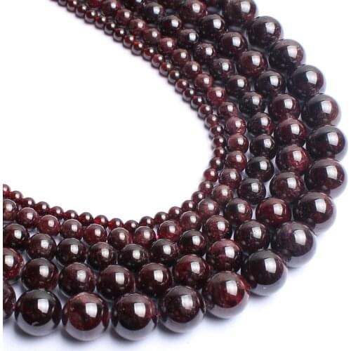 Wholesale 4.6.8.10.12mm Natural Stone Beads Dark Red Garnet Round Loose Spacer Beads For DIY Jewelry Making 15" Pick Size-F00100