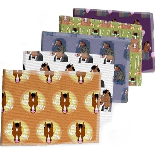 50*145CM Long Face Horse Fabric Cartoon Printed Polyester Cotton Twill Fabric Patchwor Printed