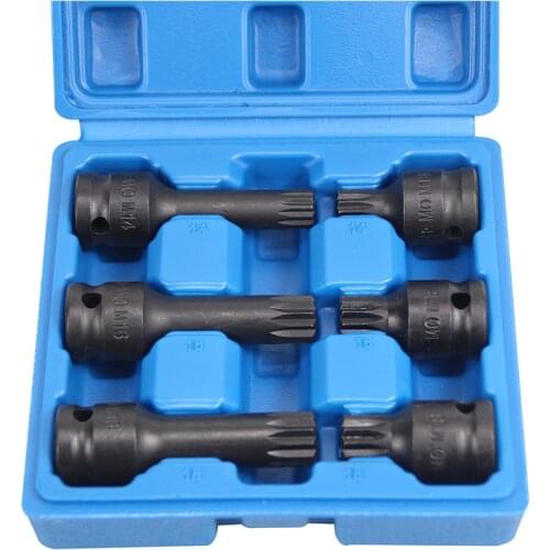 6PC 1/2" Dr Impact Spline Bit Sockets Shallow & Deep M14 M16 M18