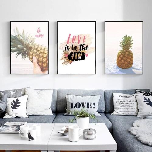Pineapple Realist Home Decor Wall Art Nordic Modern Canvas Art Painting Print Minimalist Living Room Backdrop Letter Picture