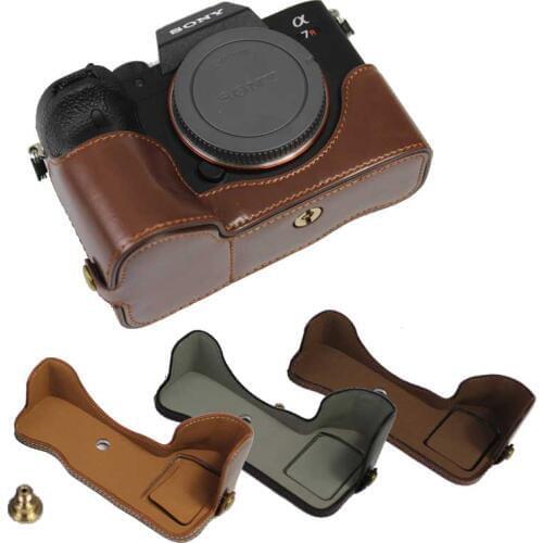 PU Leather Half Case For Sony A7R Mark IV A7RIV A7R4 A7Rm4 A7R IV Camera Bag Cover With Battery Opening