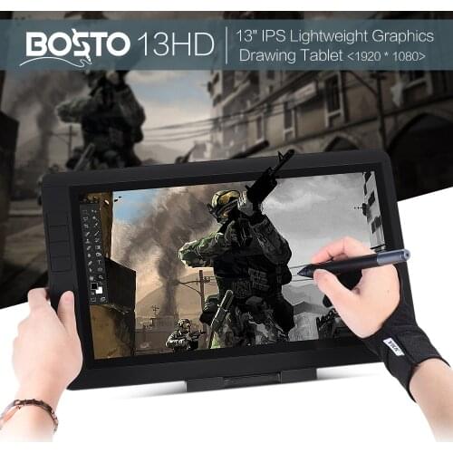 BOSTO 13HD Graphics Drawing Tablet Board Kit 2 in 1 Fast Transmission Cable 8 Shortcuts Support for Drawing Design Online Course