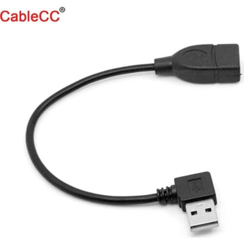 Cablecc 480Mbps USB 2.0 right Angled 90 degree A type male - Female extension cable 20cm