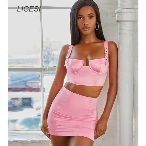 Two Piece Set Summer 2 piece Set Women Conjunto Feminino Women Crop Top And Skirt Set Two Piece Outfits Matching Sets