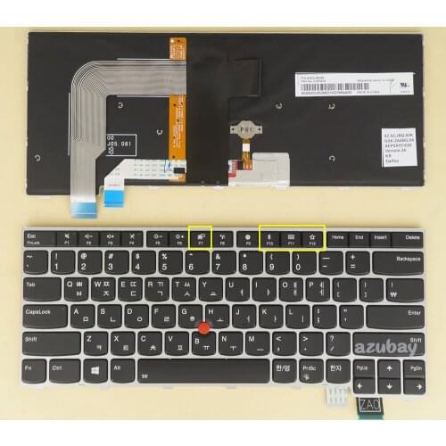 Korean KR & US Keyboard for Lenovo Thinkpad T470S T460S, 13 Gen 1, 13 Gen 2 01EN878 01EN919 01ER942 01ER901 Backlit Silver Frame